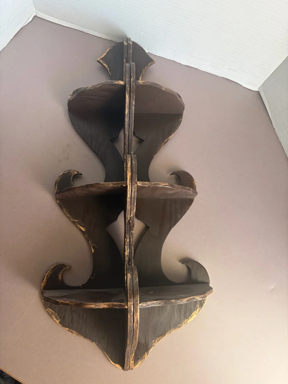 Vintage Dark Brown Decorative Wall Shelf - Rustic Home Wall Decor